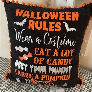 Halloween throw pillow with Pom Pom trim
